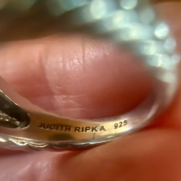 Judith Ripka Sterling Silver Heart Diamonique Pave Ring Size 7 - Picture 8 of 10